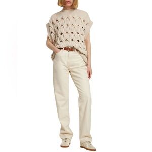 Anine‎ Bing Top Dray Cable Knit Crochet Sweater Vest Sz L